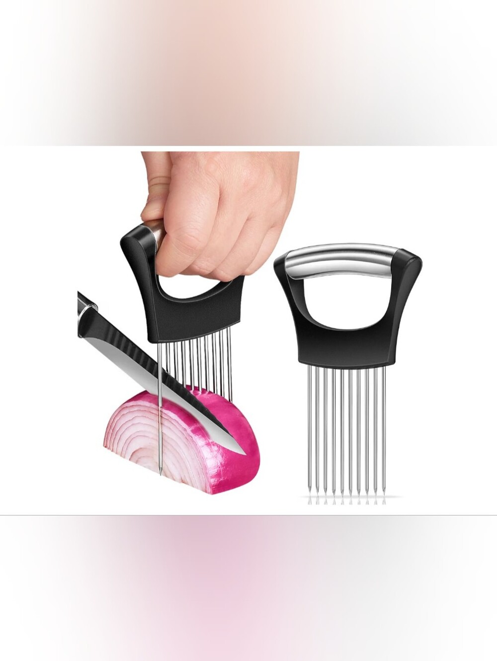 Brand New Stainless Steel Multipurpose Onion Holder Cutter With Protective Cover